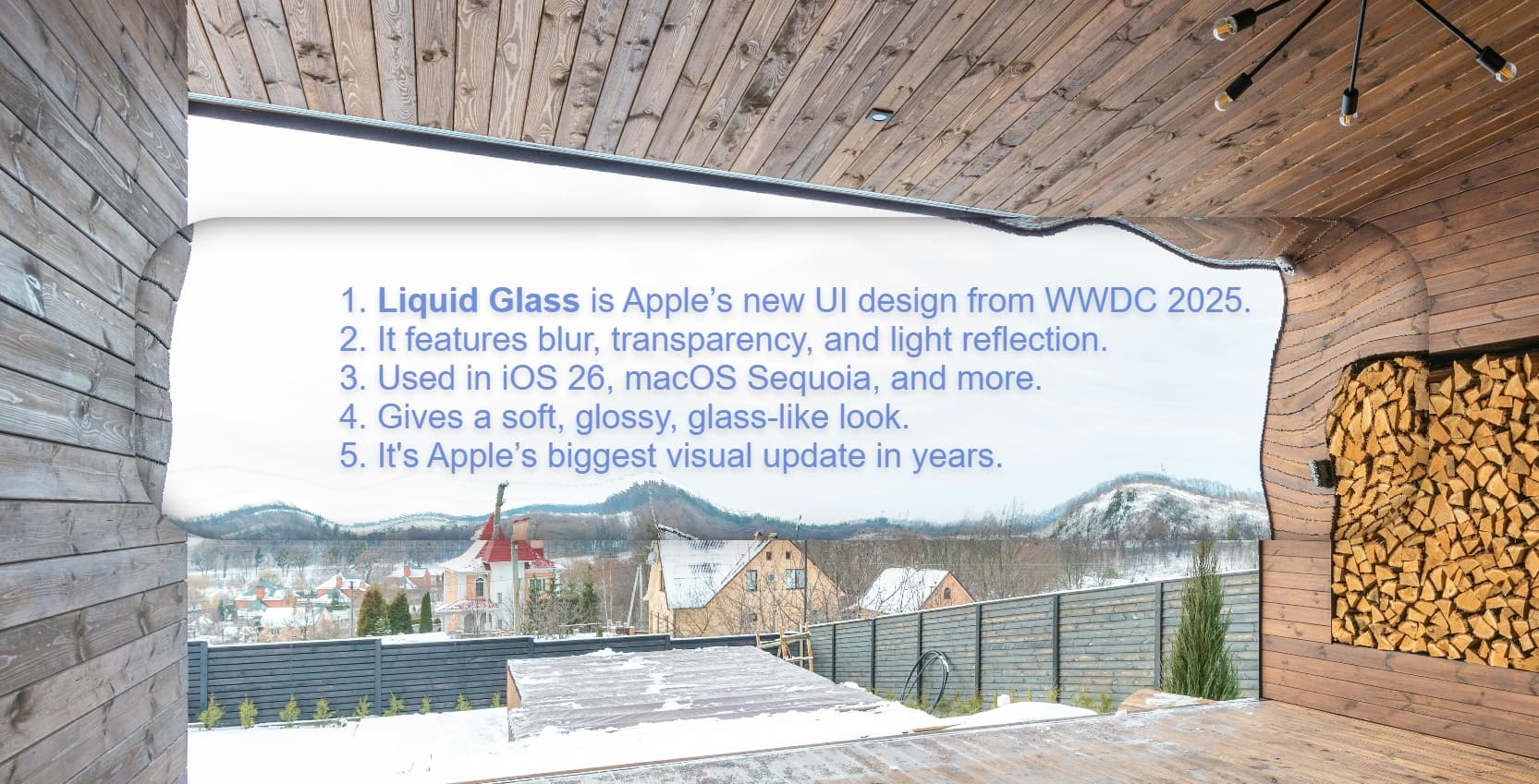 Modern list interface with liquid glass effect, featuring translucent items and smooth hover states