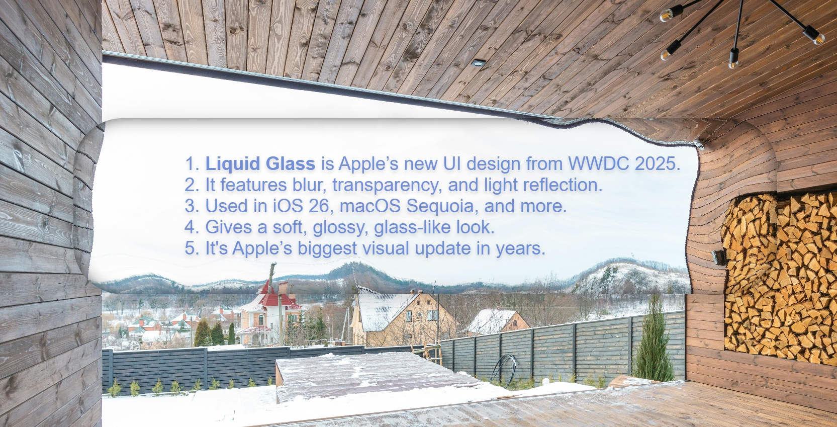 Modern list interface with liquid glass effect, featuring translucent items and smooth hover states